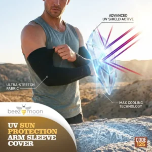 Black UV Protection Arm Sleeves for Men and Women
