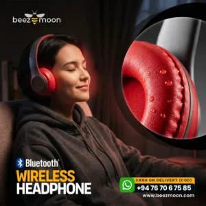 P47 Bluetooth headphones available in Red, Blue, Black, and White colors